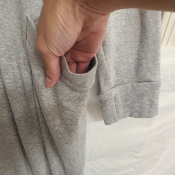 Lilla Doe Dress Womens Small Gray Jersey Knit Midi Long Sleeve Pockets Pullover - Picture 4 of 10